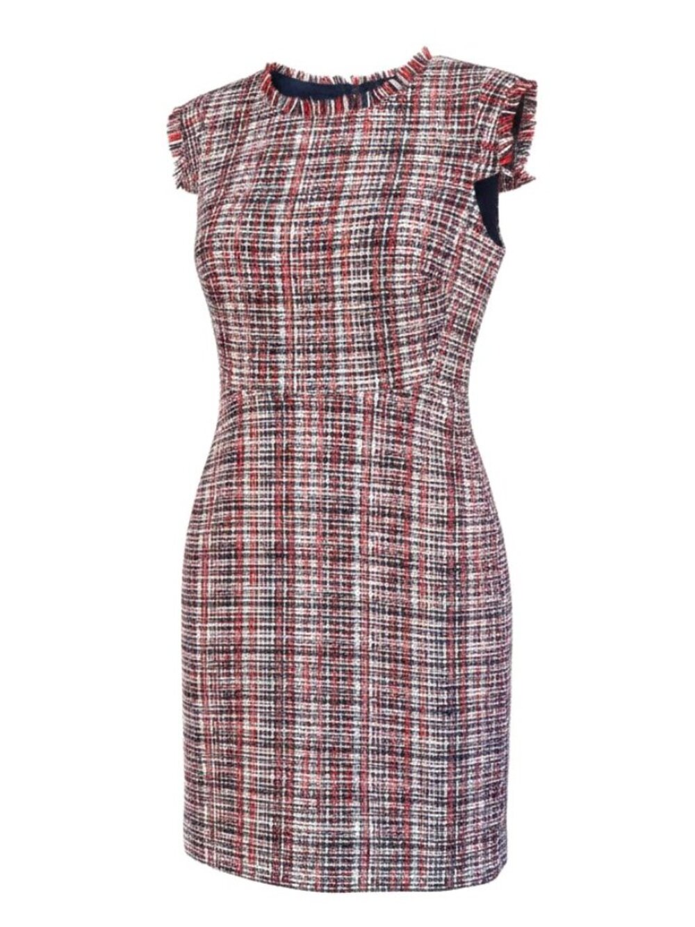 J.CREW Women's Size 2P Dress Resume Style Sheath Azalea Tweed Fringe Cap Sleeve